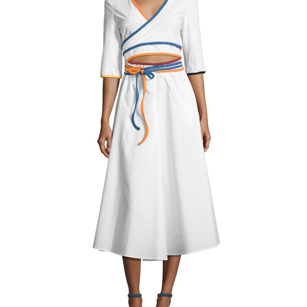 Rosie Assoulin Rainbow Piped Wrap Dress